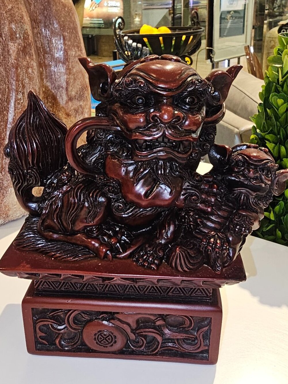 Vintage Chinese Foo Dog Guardian Lion Statue – Mother & Cub